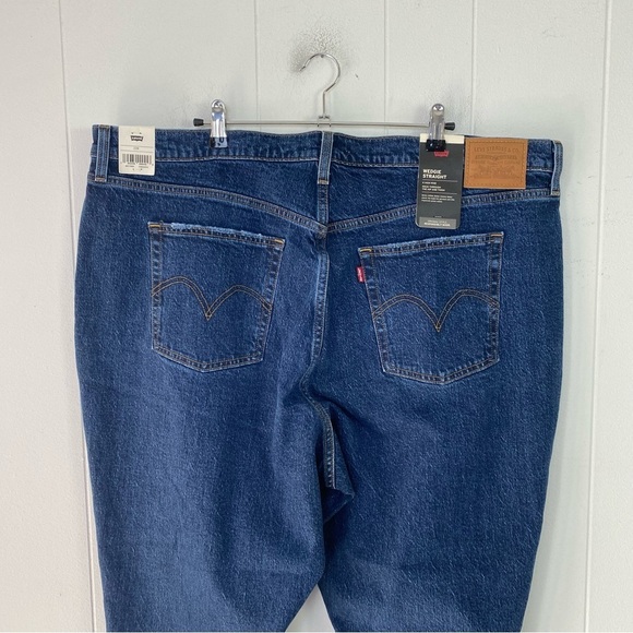 Levi's Wedgie Straight Jeans Women's Plus Size 22W Blue Denim Cropped Button Fly - Picture 7 of 14